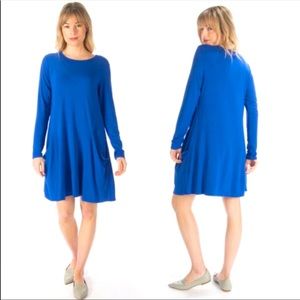 Betabrand Blue Long Sleeve Dress